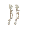Alloy Floral Tassel Drop Earrings With Faux Pearls And Crystals, French Princess Style view 5