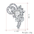 Silver Tone Flower Crystal Pearl Look Metal Brooch Pin 1 x 7 cm view 2