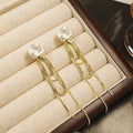 Elegant French Vintage White Enamel Camellia Flower Long Gold Chain Tassel Two-Way Stud Earrings view 4