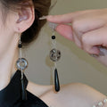 New Chinese Style Translucent Resin Ink Wash Folding Fan Teardrop Drop Earrings For Women view 3