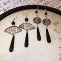 New Chinese Style Translucent Resin Ink Wash Folding Fan Teardrop Drop Earrings For Women view 2