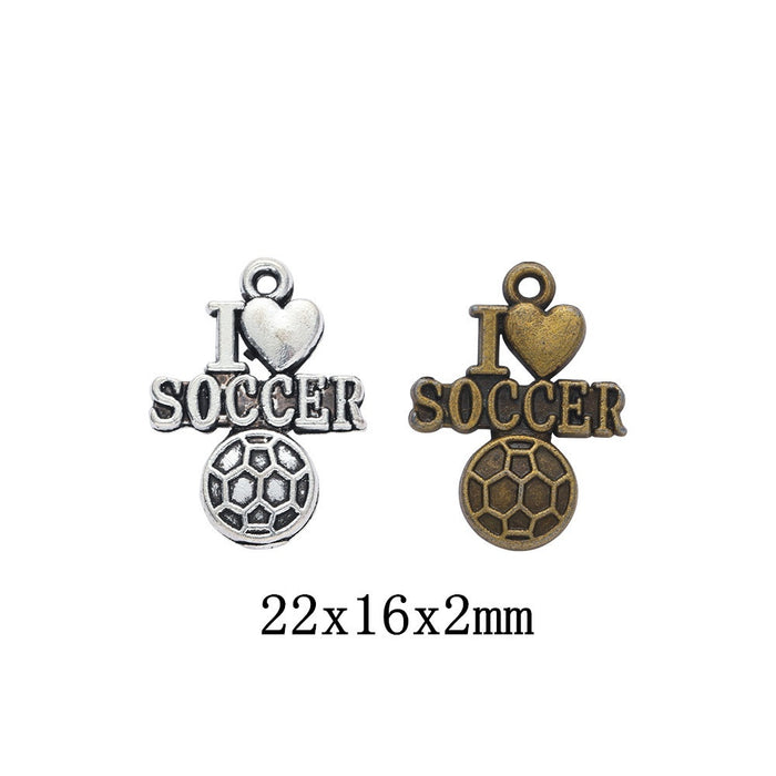 Zinc Alloy Soccer Letter Charm Pendant for DIY Necklace Bracelet Jewelry Making