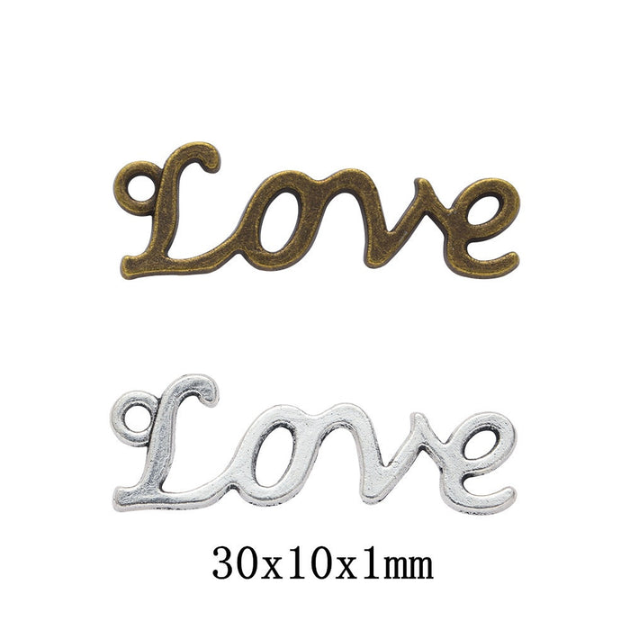 Zinc Alloy LOVE Word Charm Pendant for DIY Necklace Bracelet Jewelry Making