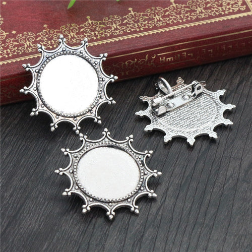 20mm Inner Flower Alloy Brooch Tray Base, 5g DIY Jewelry Cabochon Setting Accessory