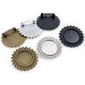 Alloy Brooch Pendant Tray Settings For DIY Jewelry Accessories Multiple Styles 20mm Inner Diameter view 2