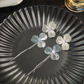 Elegant Silver Alloy Flower Zircon Stud Long Tassel Drop Earrings For Women Statement Luxury Earrings view 3