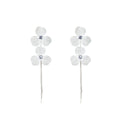 Elegant Silver Alloy Flower Zircon Stud Long Tassel Drop Earrings For Women Statement Luxury Earrings view 5