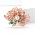 Alloy Enamel Peony Flower Brooch Pin For Dresses And Suits view 2