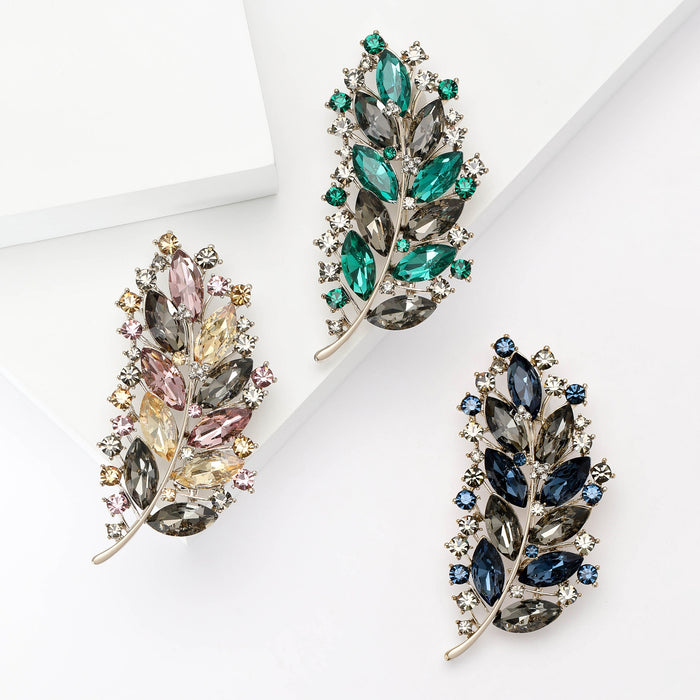 Alloy Rhinestone Leaf Brooch For Women's Suits And Clothing