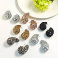 Luxury Full Rhinestone Geometric Oval Teardrop Alloy Statement Drop Earrings view 1
