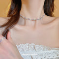 Fresh Pastoral Stainless Steel Rice Bead Flower Necklace Bracelet Ring Jewelry Set view 2