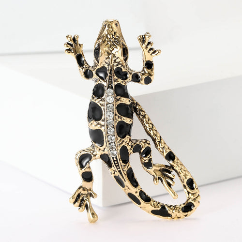 Alloy Enamel Rhinestone Lizard Brooch Pin For Womens Apparel