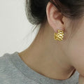 Metal Watchband Style Stud Earrings, Niche Design Fashion Ear Jewelry With Cool Minimalist Style view 3