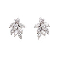 Korean Style Zircon Flower Leaf Earrings, Trendy 2024 Elegant Floral Drop Stud Jewelry view 2