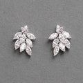 Korean Style Zircon Flower Leaf Earrings, Trendy 2024 Elegant Floral Drop Stud Jewelry view 1