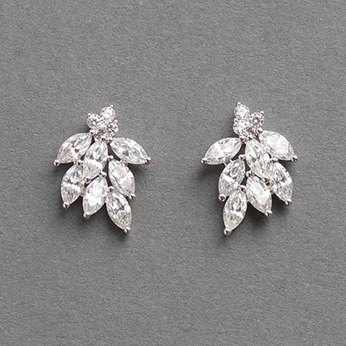 Korean Style Zircon Flower Leaf Earrings, Trendy 2024 Elegant Floral Drop Stud Jewelry