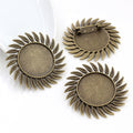 25mm Leaf Brooch Alloy Pendant Tray, 9g Round Cabochon Base Blank For Jewelry DIY view 3