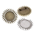 25mm Leaf Brooch Alloy Pendant Tray, 9g Round Cabochon Base Blank For Jewelry DIY view 5