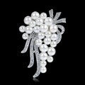 White Silver Tone Floral Bouquet Pearl Look Metal Brooch Pin view 3