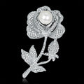 White Silver Tone Rose Pearl Look Two Designs Metal Brooch Pin view 2