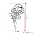 Silver Tone Flower Pearl Look Metal Brooch Pin 7 x 8 cm view 2