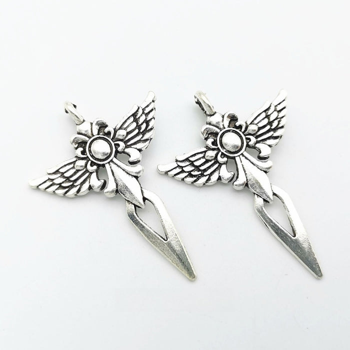 Antique Silver Zinc Alloy Wing Charm Pendant for DIY Necklace Bracelet Jewelry Making