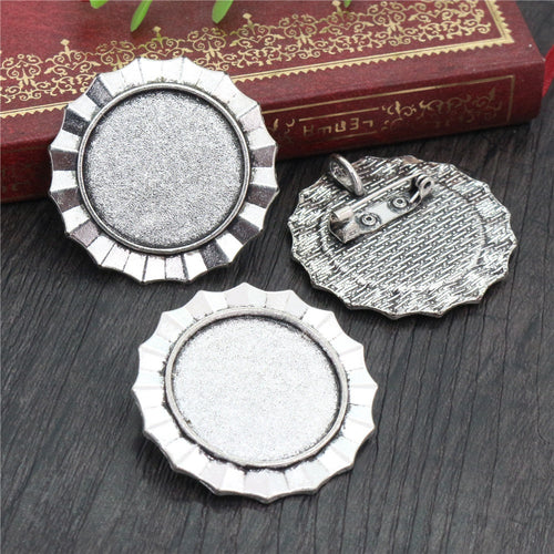 25mm Inner Diameter Brooch Alloy Pendant Tray, 8g DIY Jewelry Base Setting Accessory