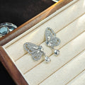 Elegant Butterfly Rhinestone Zircon Waterdrop Dangle Studs Silver Needle Luxury Korean Style Earrings view 2