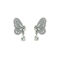 Elegant Butterfly Rhinestone Zircon Waterdrop Dangle Studs Silver Needle Luxury Korean Style Earrings view 5