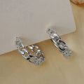 Korean Japanese Hollow Chain Hoop Earrings Simple Metal Lock Link Circle Earrings For Women view 6