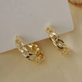Korean Japanese Hollow Chain Hoop Earrings Simple Metal Lock Link Circle Earrings For Women view 7
