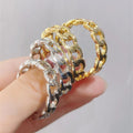 Korean Japanese Hollow Chain Hoop Earrings Simple Metal Lock Link Circle Earrings For Women view 3