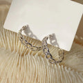 Korean Japanese Hollow Chain Hoop Earrings Simple Metal Lock Link Circle Earrings For Women view 2
