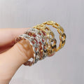 Korean Japanese Hollow Chain Hoop Earrings Simple Metal Lock Link Circle Earrings For Women view 1