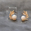French Mirror Finish Stud Earrings, Branch Leaf Faux Pearl Korean Fashion Earrings For Women view 4