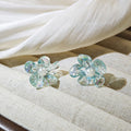 Elegant Iridescent Blue Acrylic Flower Pearl Stud Earrings For Women Simple Fairy Forest Style Earrings view 4