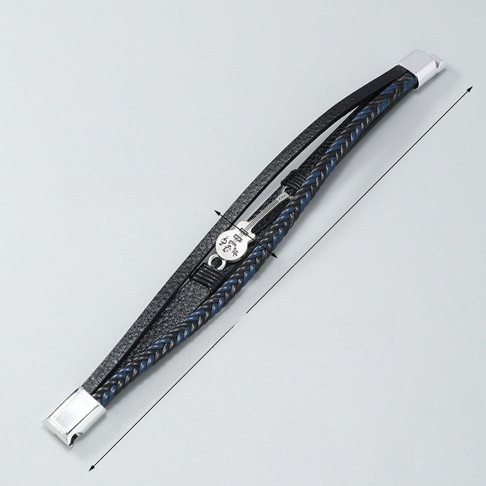 Punk Guitar PU Leather Bracelet For Men Fashion Multilayer Braided Magnetic Clasp Wristband