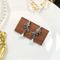 Elegant Geometric Fan Shaped Zircon Rhinestone Teardrop Pearl Dangle Stud Earrings view 2