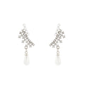 Elegant Geometric Fan Shaped Zircon Rhinestone Teardrop Pearl Dangle Stud Earrings view 5