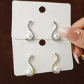Elegant Korean S-Shaped Pearl Studs With Rhinestone Zircon Alloy Silver Needle Luxury Fashion Earrings view 1