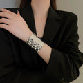 Irregular Metal Line Bangle Minimalist Luxury Open Cuff Arm Bracelet For Women view 4