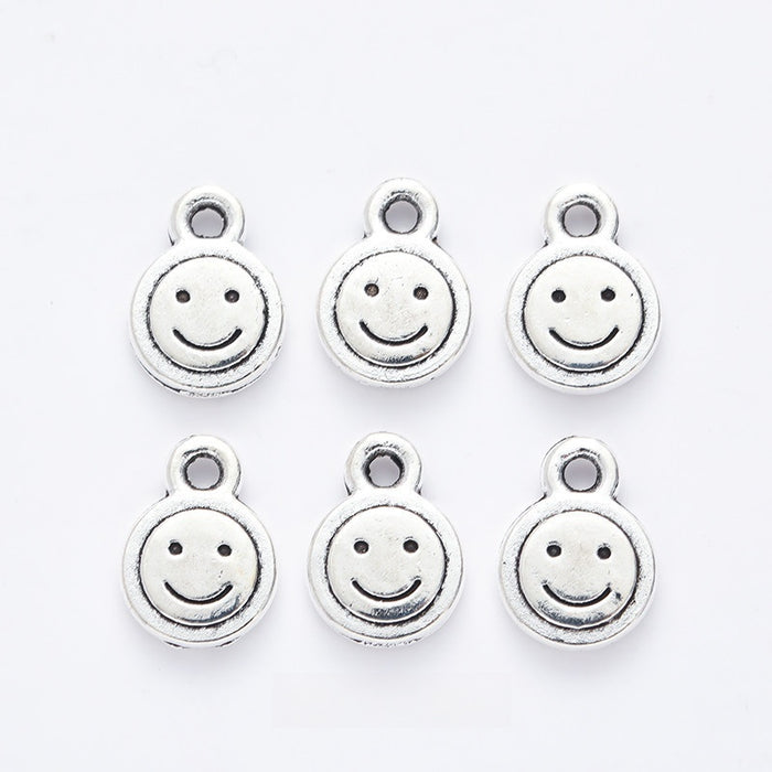 Antique Silver Zinc Alloy Smiley Face Charm Pendant for DIY Necklace Bracelet Jewelry Making