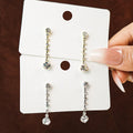 Elegant Korean Long Tassel Rhinestone Round Drop Earrings With Silver Needle Luxury Sparkly Crystal Dangle Earrings view 1