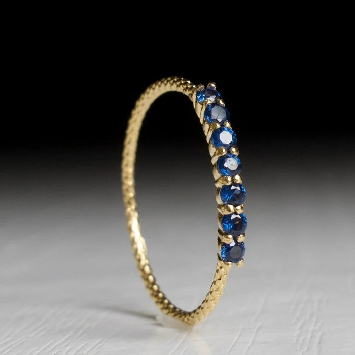 Vintage Blue Zircon Index Finger Ring With Fine Row Rhinestones Korean Simple Small Fashion Jewelry