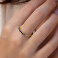 Vintage Blue Zircon Index Finger Ring With Fine Row Rhinestones Korean Simple Small Fashion Jewelry view 3
