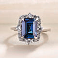 Luxury Blue Simulated Jade Cut Ring With Zircon Border, European American Jewelry For Men Women view 1