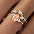 Fresh Elegant Leaf Petal Faux Diamond Flower Ring Set Minimalist Women Fashion Hand Jewelry view 1