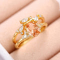 Fresh Elegant Leaf Petal Faux Diamond Flower Ring Set Minimalist Women Fashion Hand Jewelry view 3