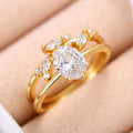 Luxury Micro Paved Tulip Bud Branch Ring Set For Women, Versatile Temperament Index Finger Rings view 3