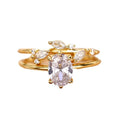 Luxury Micro Paved Tulip Bud Branch Ring Set For Women, Versatile Temperament Index Finger Rings view 5